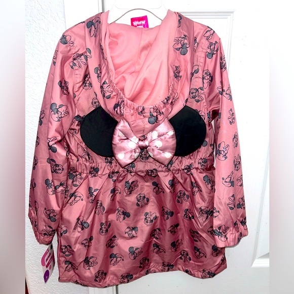 NEW Disney junior girls wind breaker jacket, pink/grey, sizes 2 and 4 - Picture 2 of 2